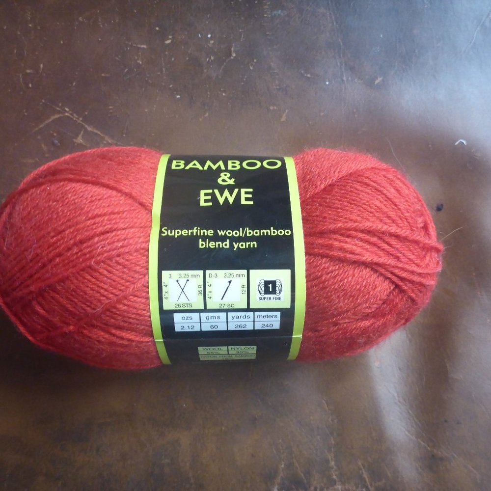 1 Skein Sensations Bamboo & Ewe Wool Blend Yarn - Color Red - 262 yds.